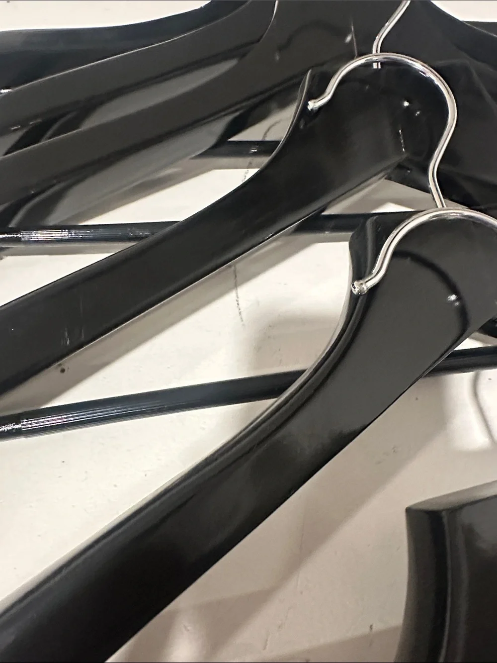Black Wooden Suit Hangers with Metal Bar - Set of 6